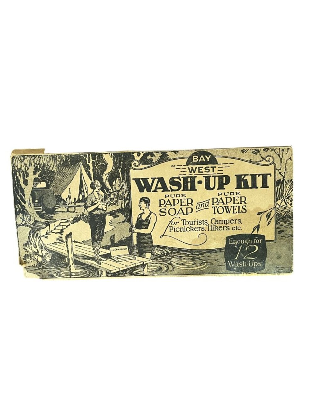 Antique 1920s Bay West Wash-Up Kit Paper Soap & Towels